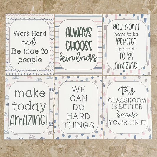 BOHO minimalistic Pastel Classroom Decor- Digital Download Motivational Posters