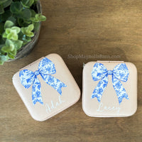 Blue Bow Travel Jewelry Box