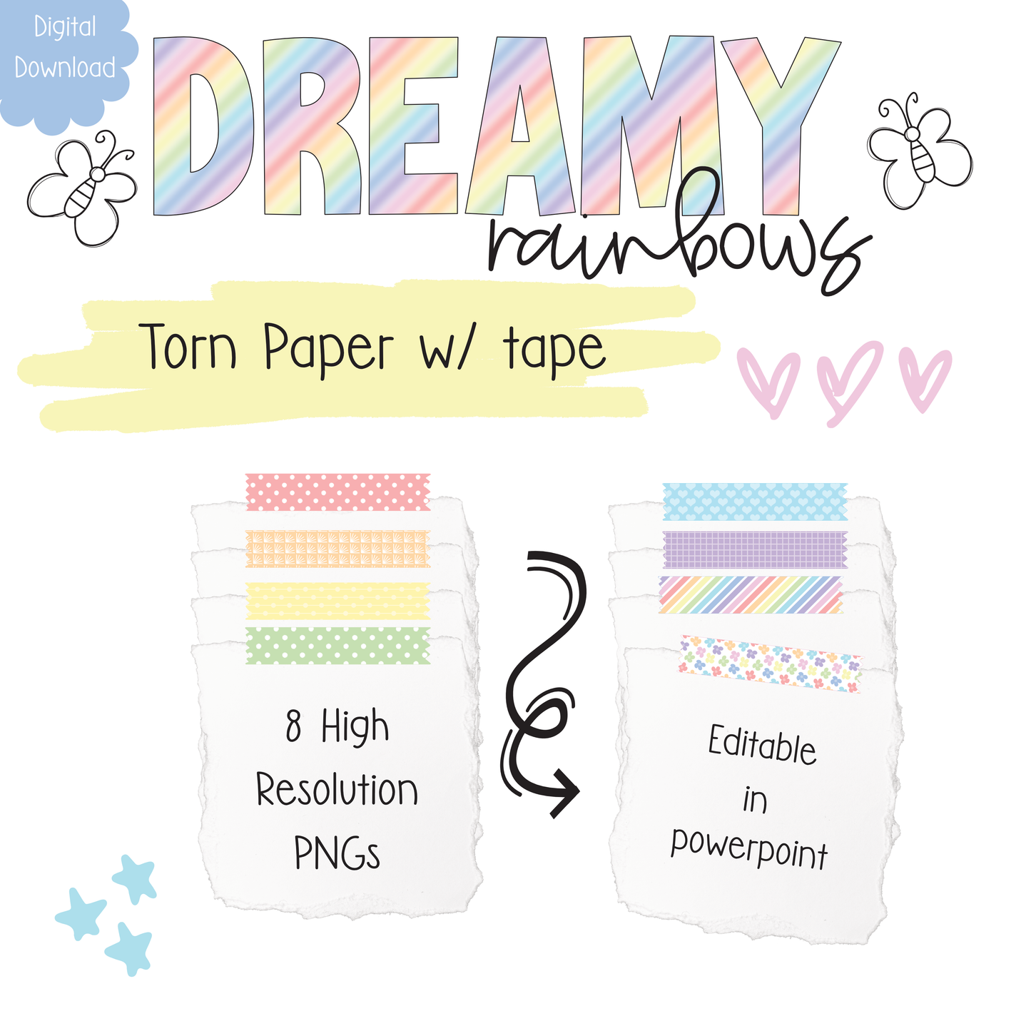 Washi Tape & Torn Paper- Digital Download