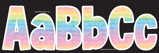 Rainbow Watercolor Alphabet PNG Instant Download