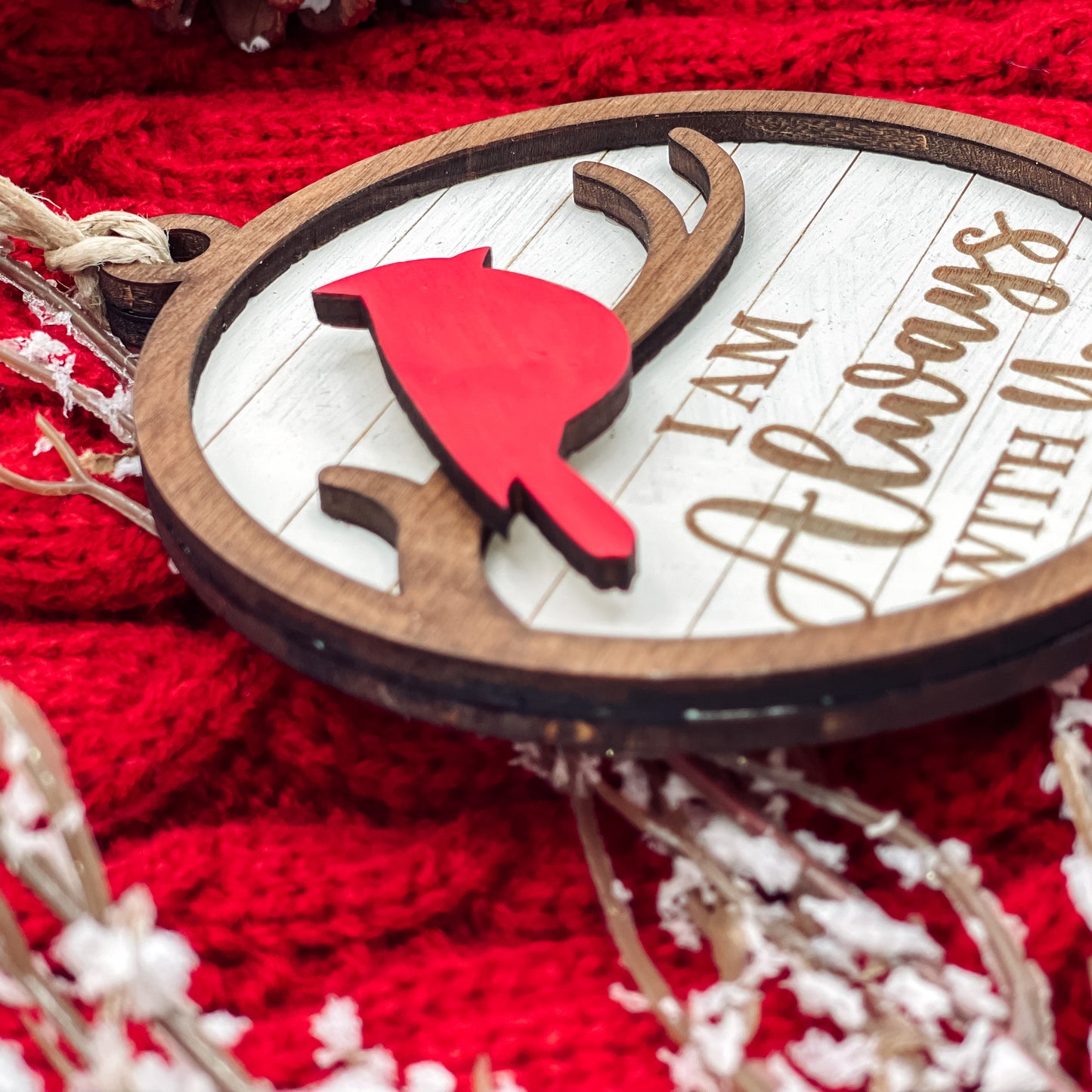 Wooden Cardinal Ornament 3D Laser Engraved