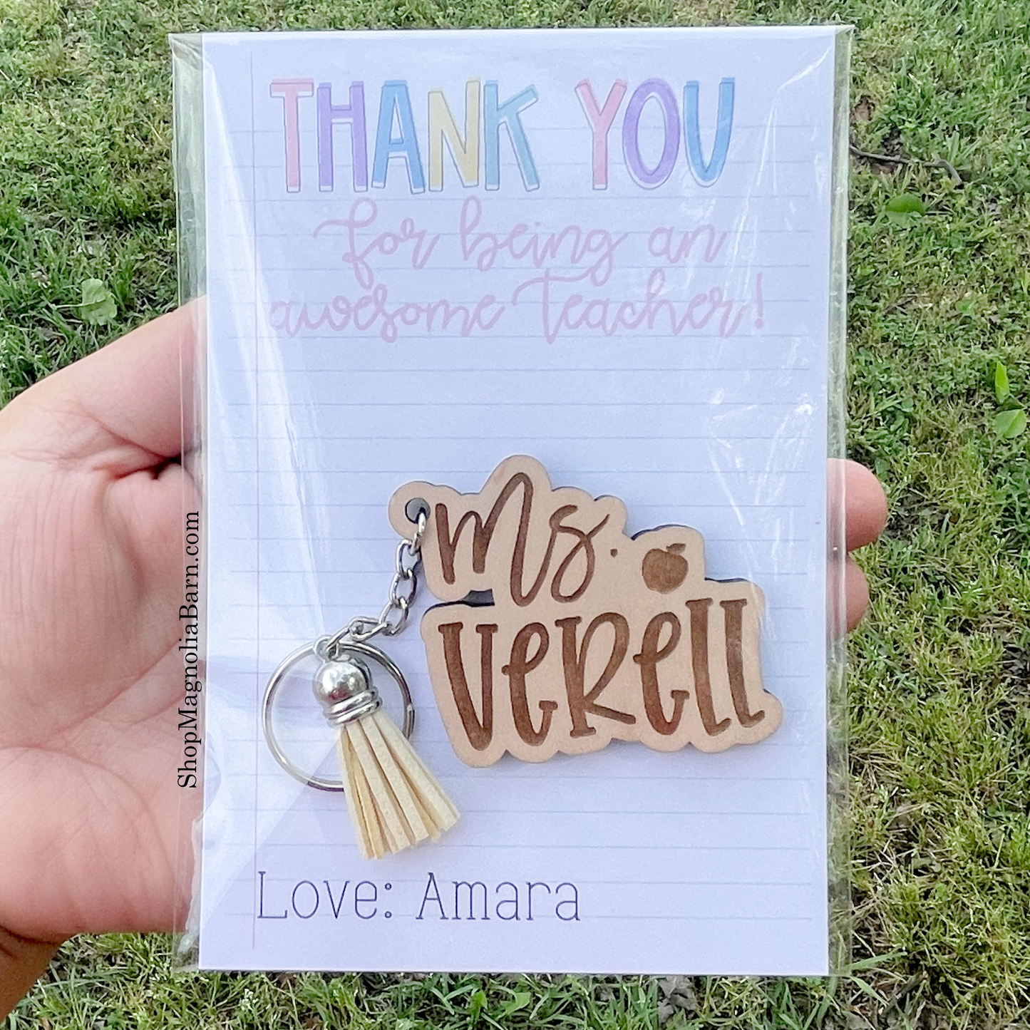 Awesome Teacher Name Keychain & Card