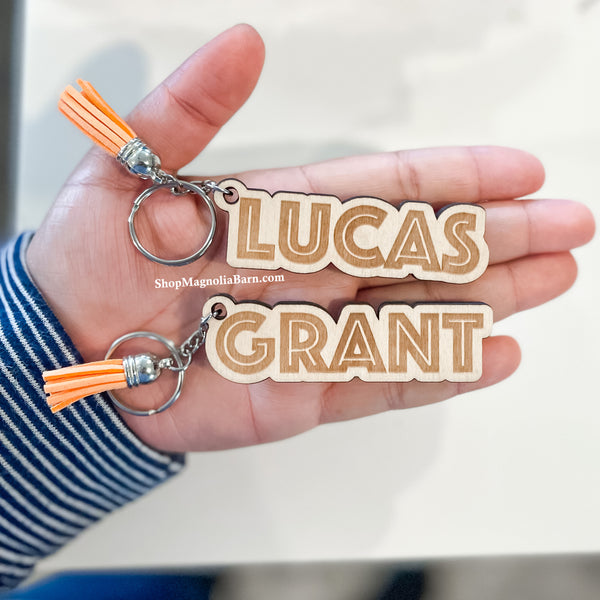 Wooden Engraved Name Keychain